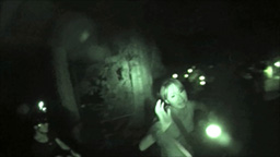 Sheena rushing
                    to leave OCH at night - infrared shot