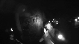 Sheena rushing
                    to leave OCH at night - infrared shot