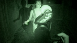 Sheena with
                    hand shadow captured with infrared camera